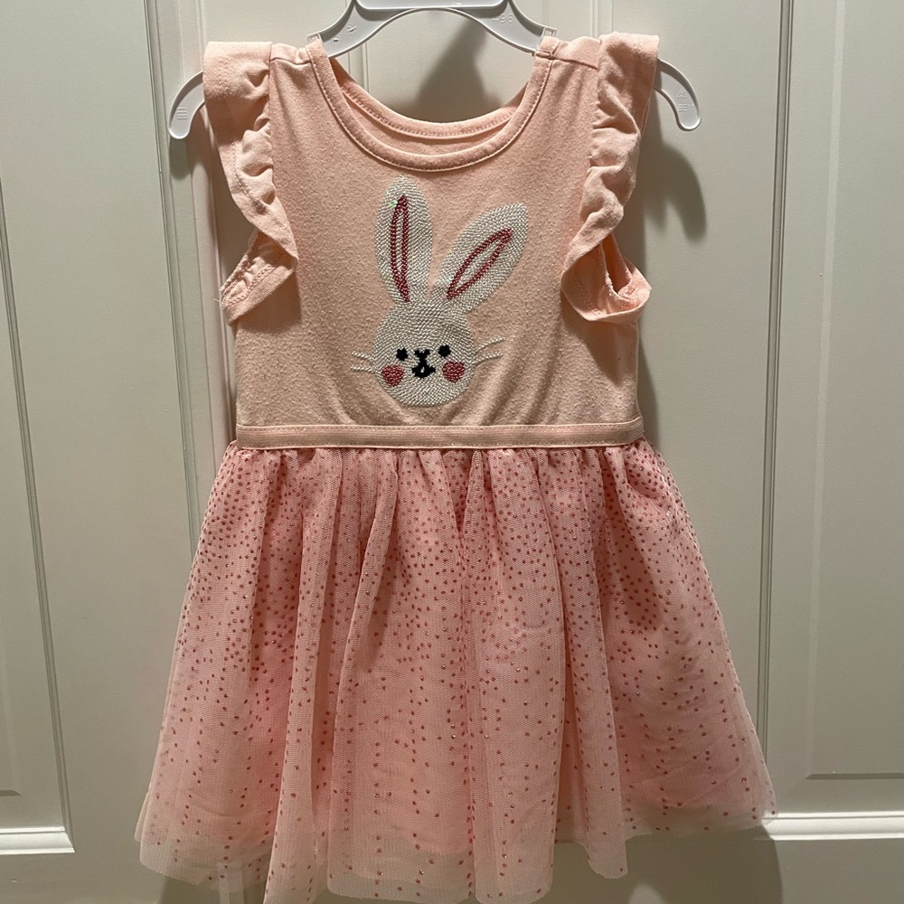 Sleeveless pink tulle dress with sequins bunny size 2T